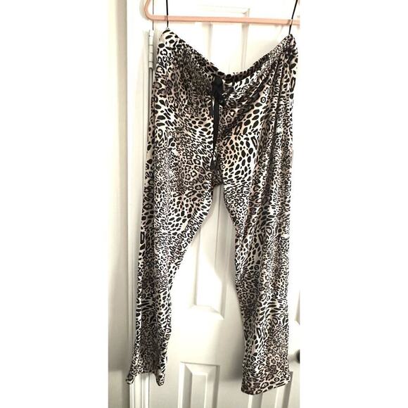 NATORI Leopard Animale Animal Print Soft Velour Lounge Pants - Sz Large - Picture 2 of 5